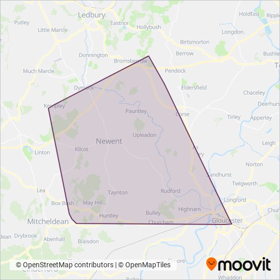 Newent Shuttle coverage area map