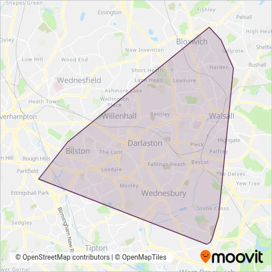 Carolean Coaches coverage area map