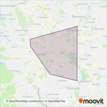 South Yorkshire Future Tram coverage area map