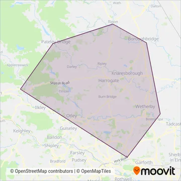 The Harrogate Bus Company coverage area map