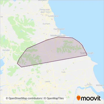 Arriva North East coverage area map