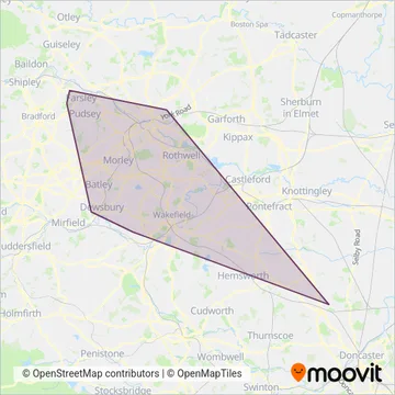 Yorkshire Travel Group coverage area map