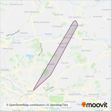 Procters Coaches coverage area map