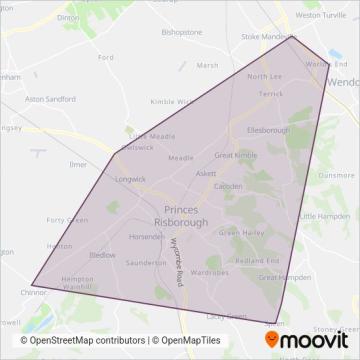 Risborough Area Community Bus coverage area map