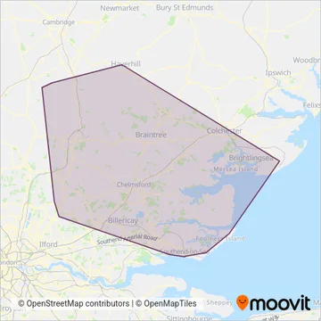 Stephensons of Essex coverage area map