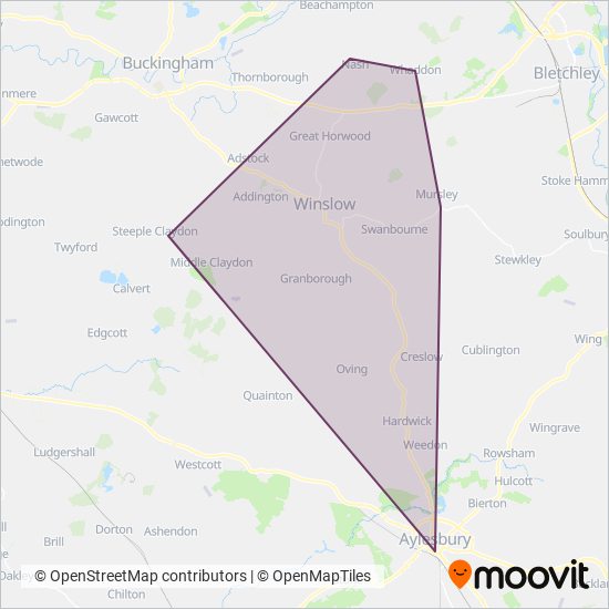 Winslow & District Community Bus coverage area map