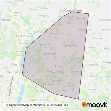 Epping Forest Community Transport coverage area map