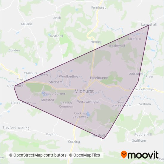 Midhurst Community Bus coverage area map