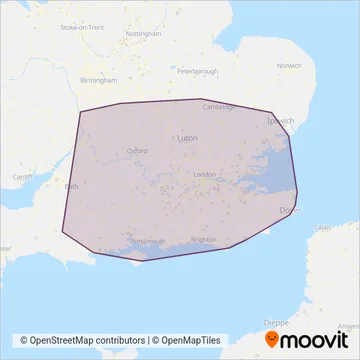 National Rail (Bus) coverage area map