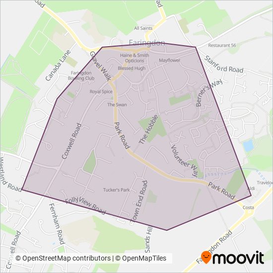 Faringdon Community Bus coverage area map