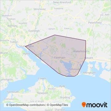 First Portsmouth, Fareham & Gosport coverage area map