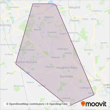 South Beds Dial-a-Ride coverage area map