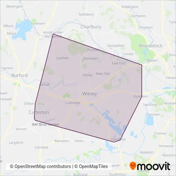 West Oxfordshire Community Transport coverage area map