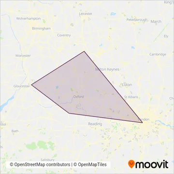 Stagecoach Oxfordshire coverage area map