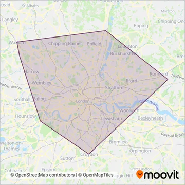 Transport for London (Rail) coverage area map