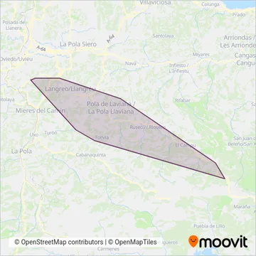 Transportes Zapico coverage area map