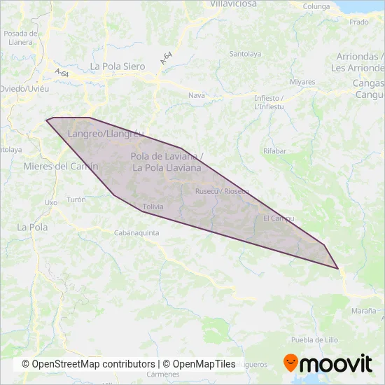 Transportes Zapico coverage area map