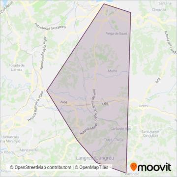 Mapa del área de cobertura de Consorcio Autos Sama - Autocares Mariano