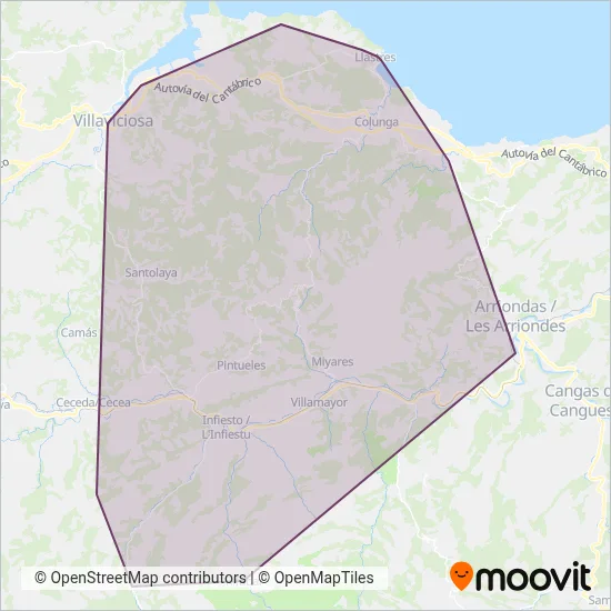 Autocares Costa Verde coverage area map
