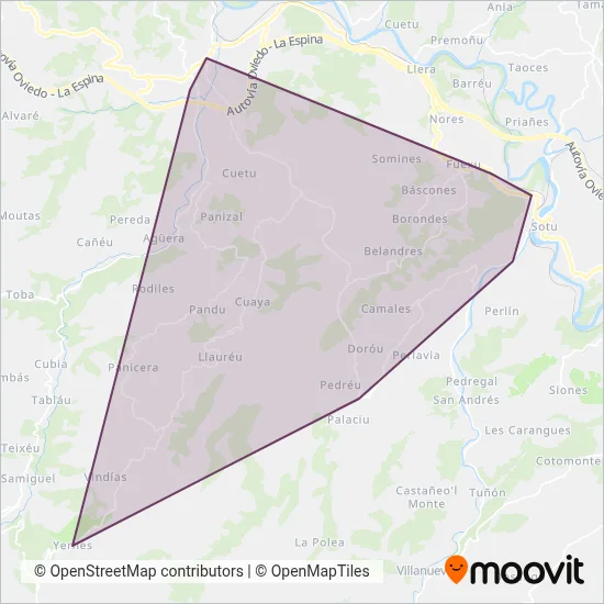 Autocares Jesús Manuel Álvarez Álvarez coverage area map