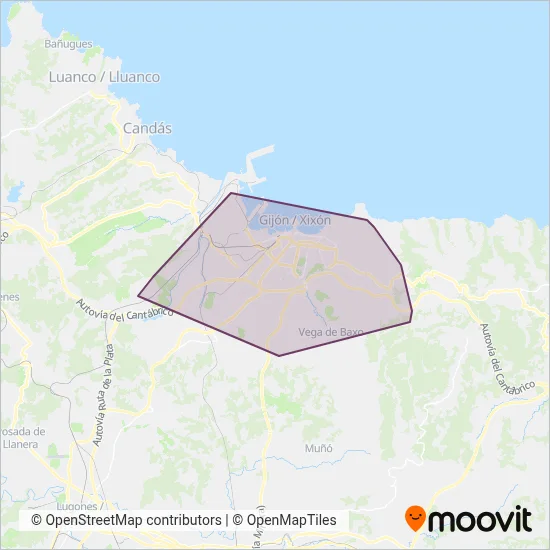 EMTUSA Gijón / Xixón coverage area map