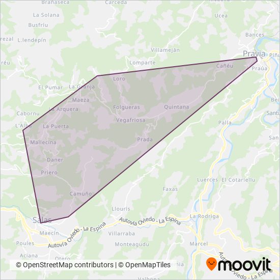 Mapa del área de cobertura de Autos Mallecina SL