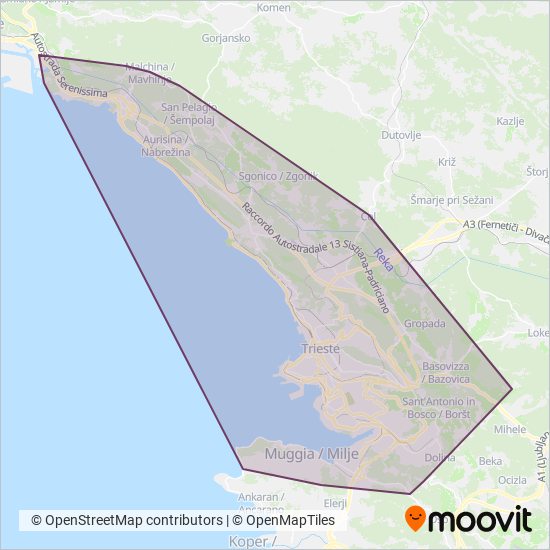 TPL FVG s.c.a.r.l. coverage area map