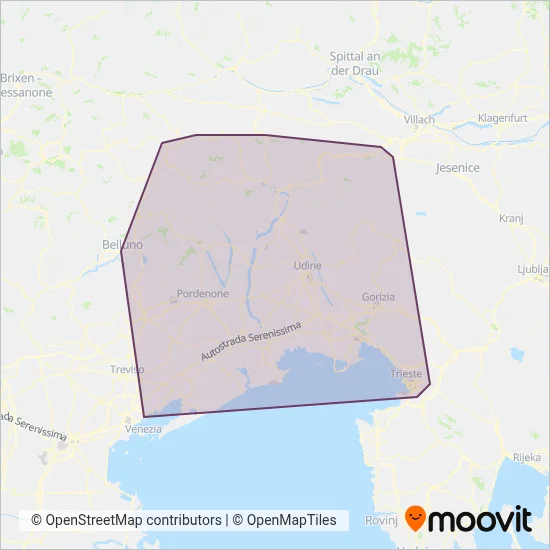 Area coperta dal servizio di TPL FVG s.c.a.r.l. (Bus)