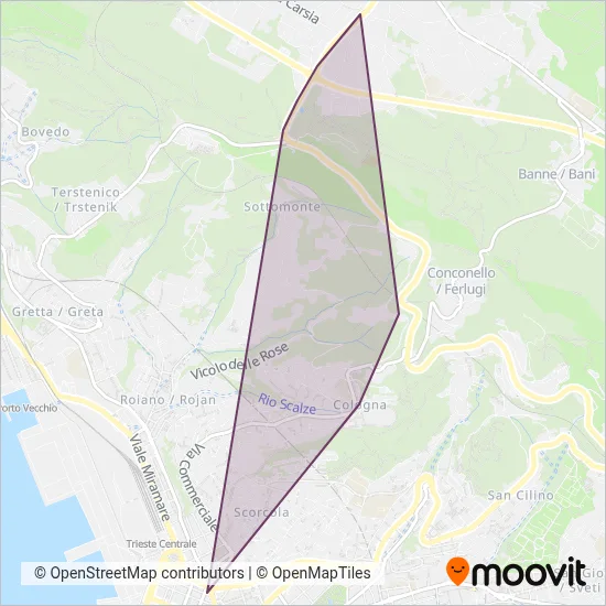 Area coperta dal servizio di TPL FVG s.c.a.r.l. (Tram)