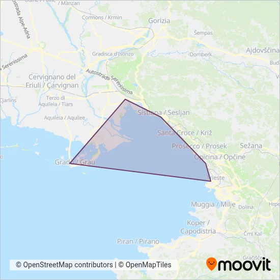 Area coperta dal servizio di Delfino Verde Navigazione