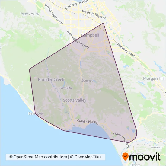 Santa Cruz Metro coverage area map