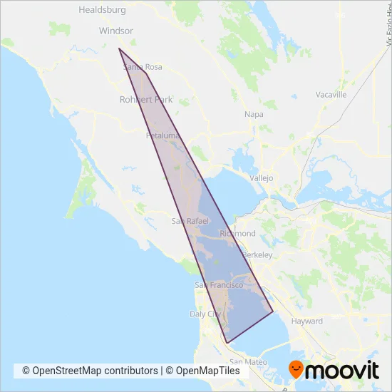 Sonoma Airport Express coverage area map