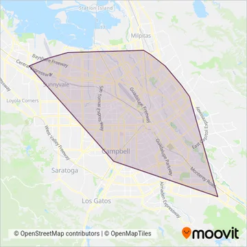 VTA (Tram) coverage area map