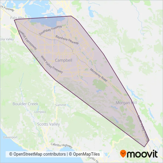 VTA (Bus) coverage area map