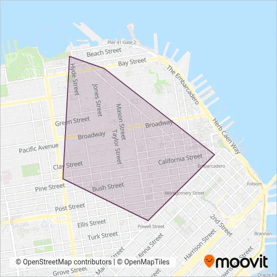 SF Cable Car coverage area map