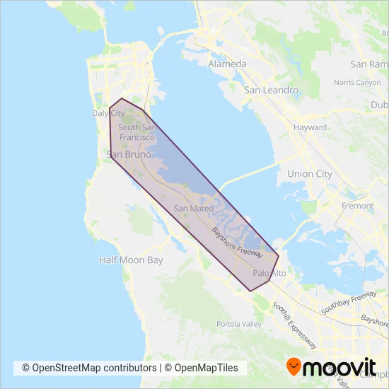 SamTrans / City of Menlo Park coverage area map