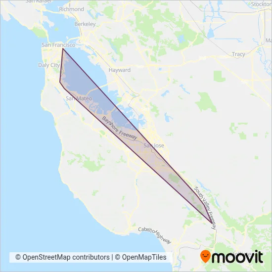 Caltrain coverage area map