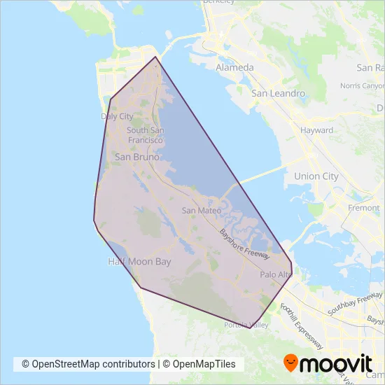 SamTrans coverage area map