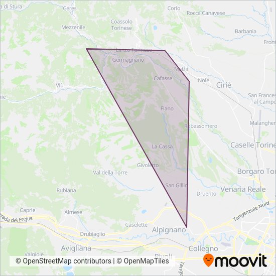 Vottero Autoservizi coverage area map