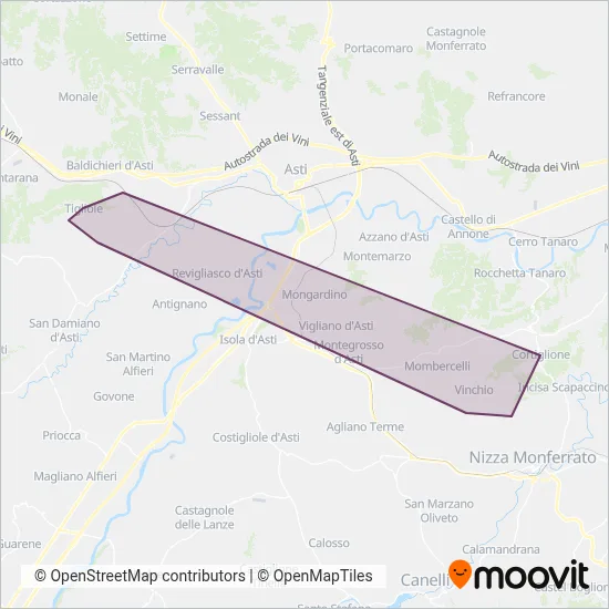 Area coperta dal servizio di Asti Servizi Pubblici
