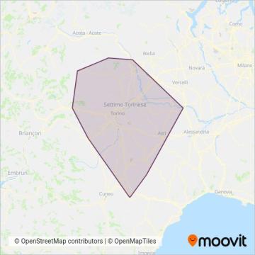 Gruppo Torinese Trasporti coverage area map