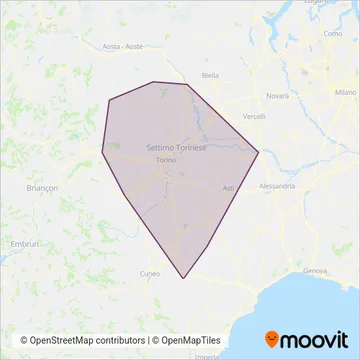 Gruppo Torinese Trasporti coverage area map