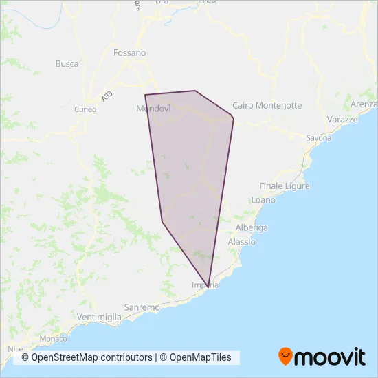 Area coperta dal servizio di Riviera Trasporti