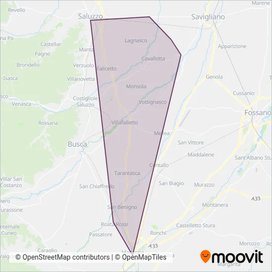 Area coperta dal servizio di S.a.v. Autolinee S.r.l.