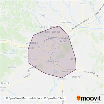 Gruppo Torinese Trasporti coverage area map