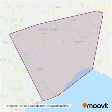 Trenitalia (Rail) coverage area map