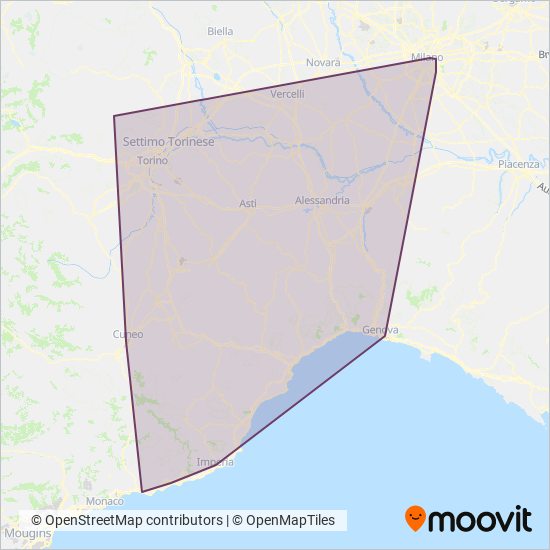 Trenitalia coverage area map