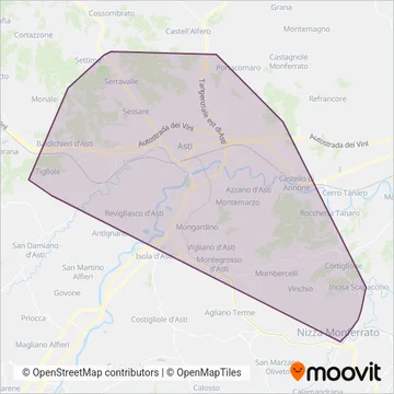Asti Servizi Pubblici coverage area map