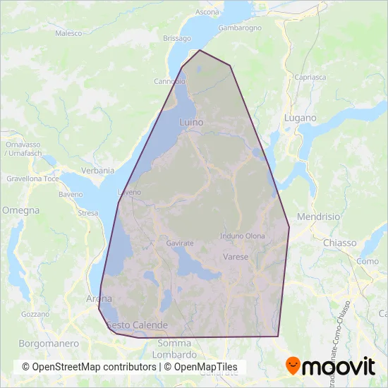 Area coperta dal servizio di Autolinee Varesine