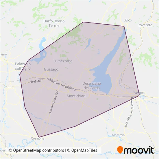Area coperta dal servizio di Arriva Brescia
